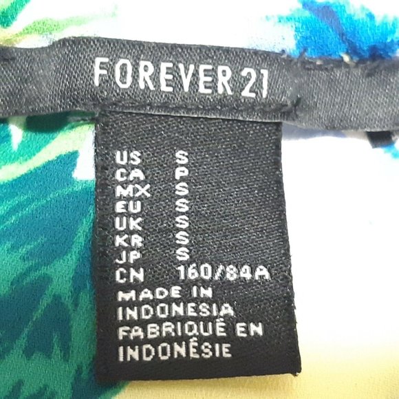 Forever 21 Tank Top Womens Juniors Small Blue Floral Crop Tie Neck - Picture 9 of 10